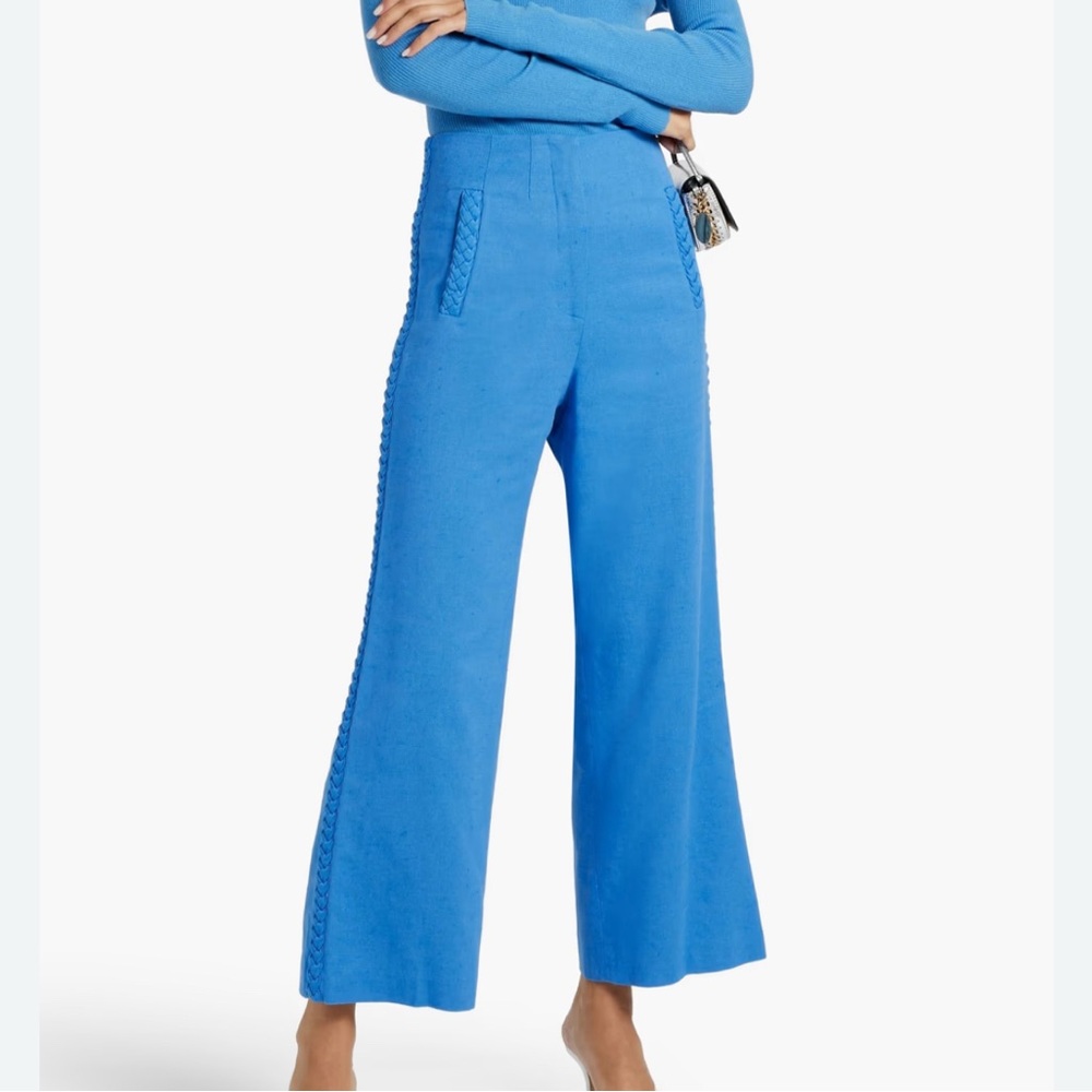 Veronica Beard Dove Woven Wide-leg Pants Blue 4